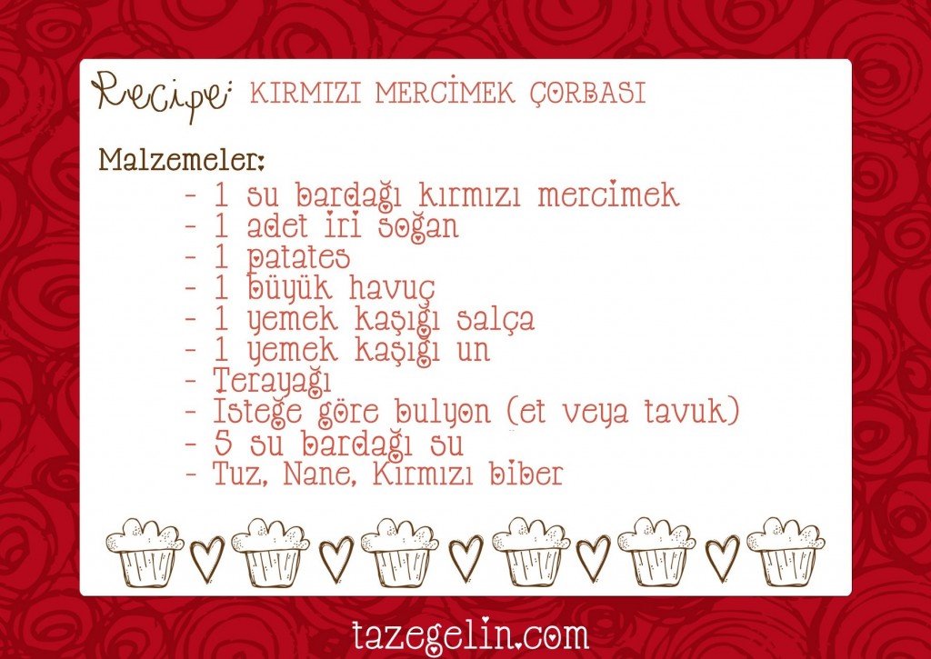 tazegelin kırmızı mercimek tarifi